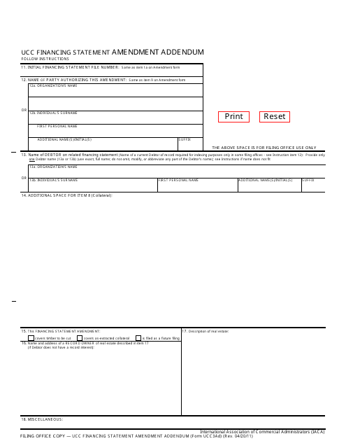 Form UCC3AD  Printable Pdf
