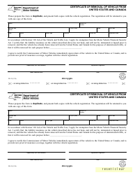 Document preview: Form FS-113 Certificate of Removal of Vehicle From United States and Canada - New York
