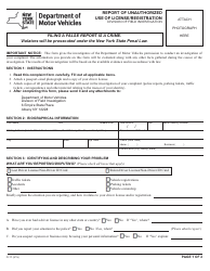 Form FI-17 Report of Unauthorized Use of License/Registration - New York, Page 2