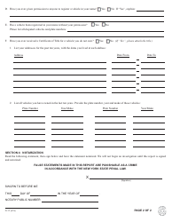 Form FI-17 Report of Unauthorized Use of License/Registration - New York, Page 3