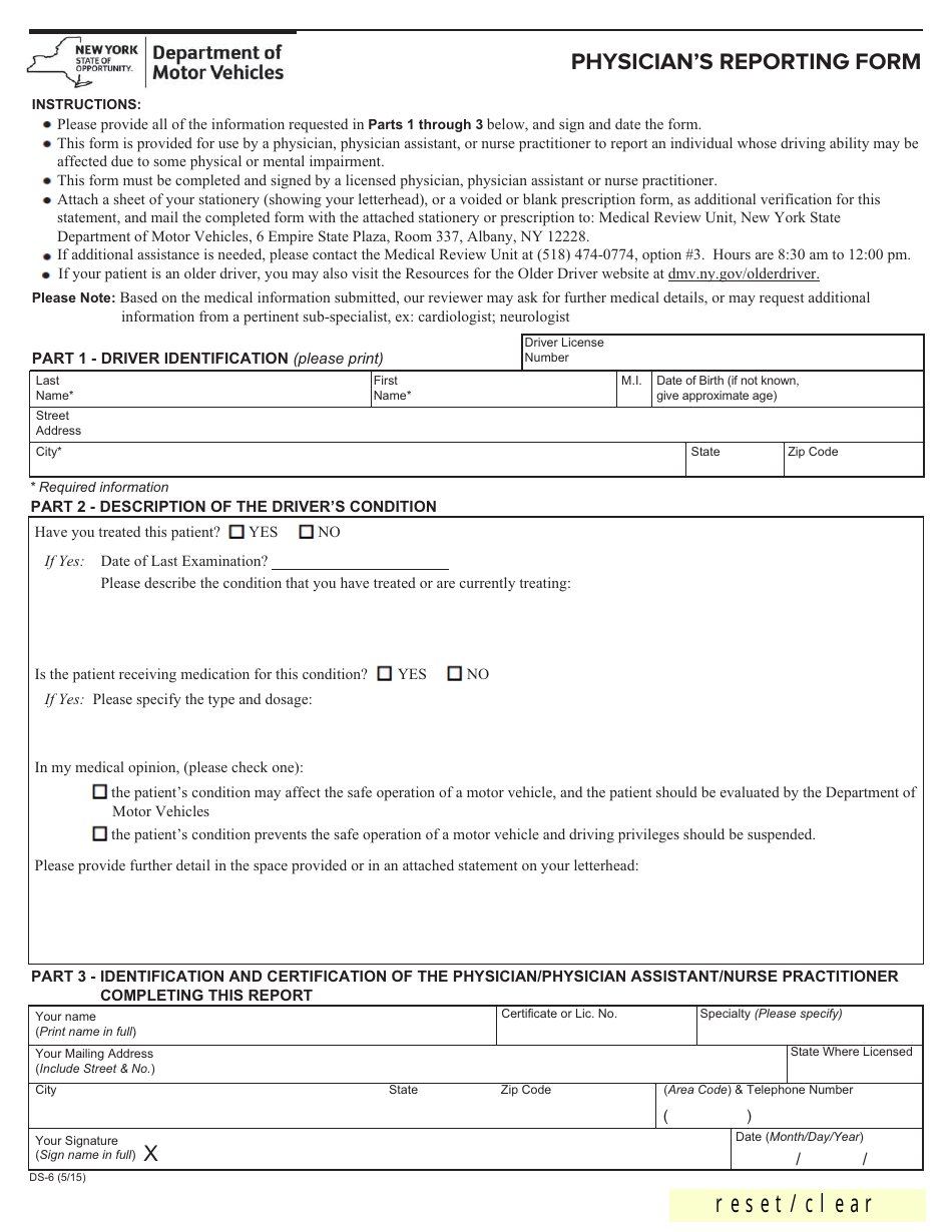 Form DS-6 - Fill Out, Sign Online and Download Fillable PDF, New York ...