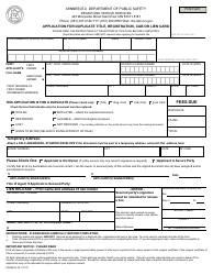 Document preview: Form PS2067A-18 Application for Duplicate Title, Registration, Cab or Lien Card - Minnesota