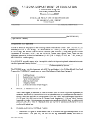 ADE Form 718 &quot;Child and Adult Care Food Program Permanent Agreement&quot; - Arizona