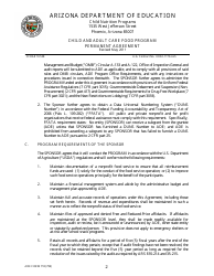 ADE Form 718 Child and Adult Care Food Program Permanent Agreement - Arizona, Page 2