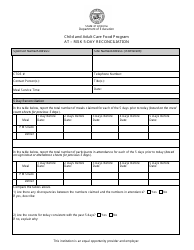Document preview: Child and Adult Care Food Program at-Risk 5-day Reconciliation Form - Arizona