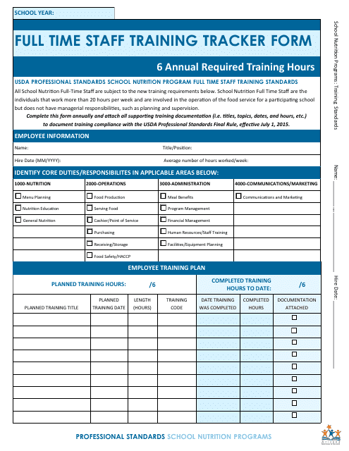 Full Time Staff Training Tracker Form - Arizona Download Pdf