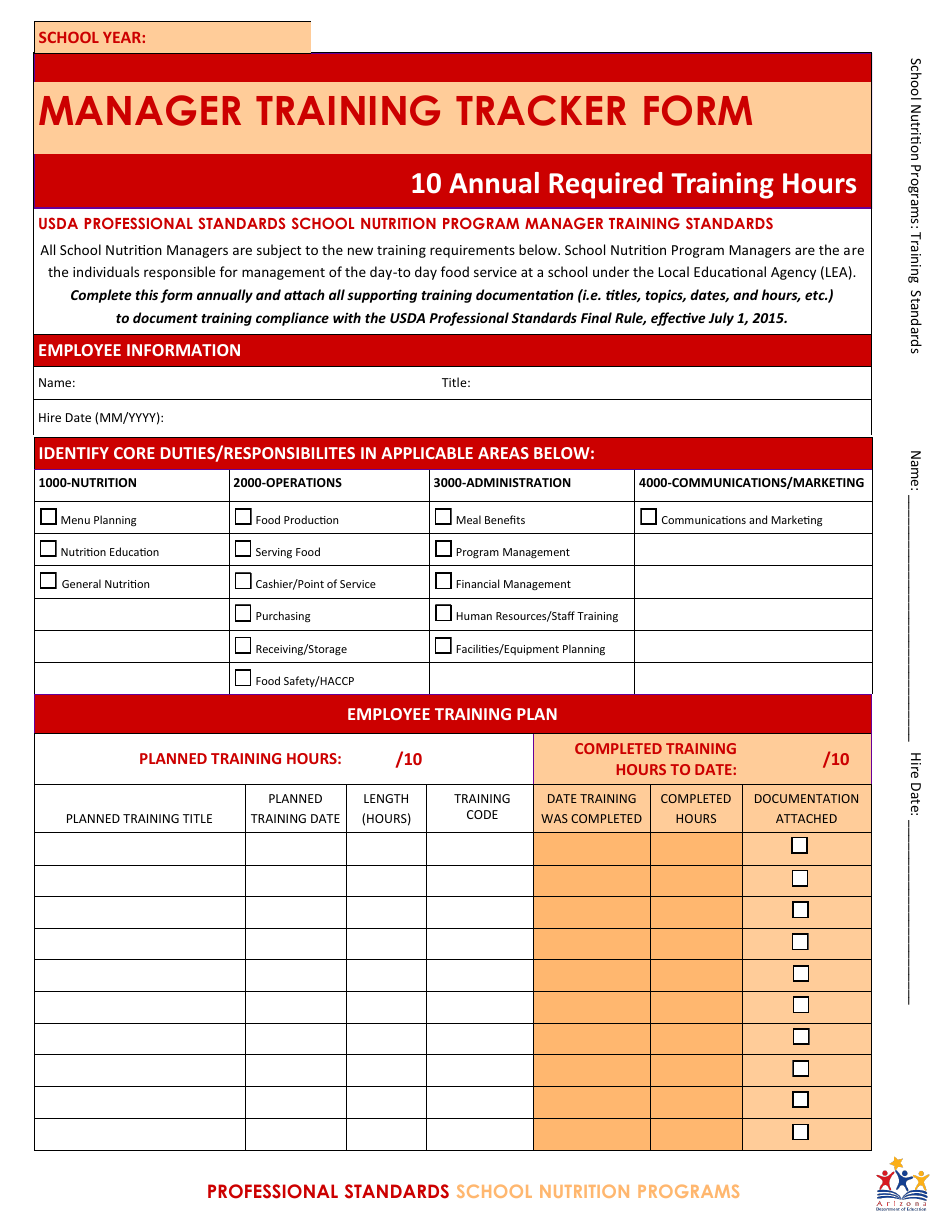 Manager Training Tracker Form - Arkansas, Page 1