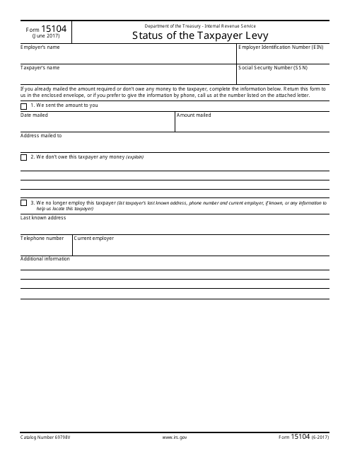 IRS Form 15104  Printable Pdf