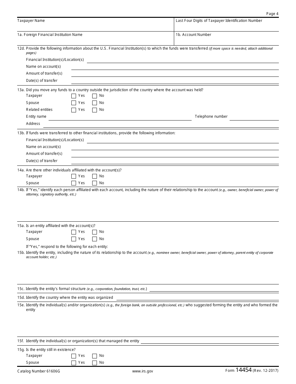 Irs Form 14454 - Fill Out, Sign Online And Download Fillable Pdf 