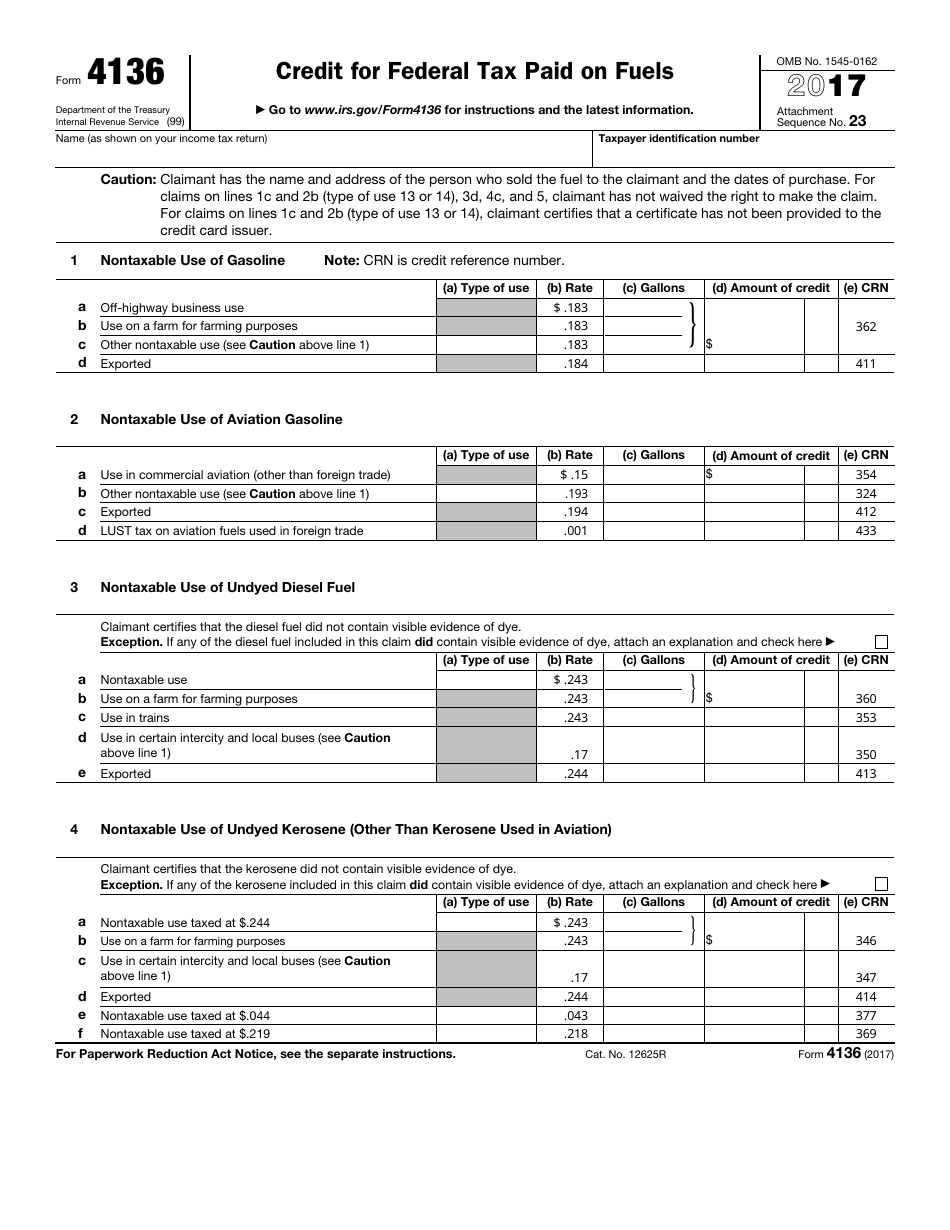 Fillable Form 4136 - Printable Forms Free Online