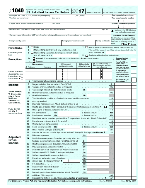 IRS Form 1040 Download Fillable PDF or Fill Online U.S ...