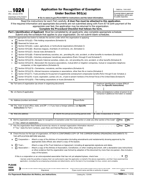 IRS Form 1024  Printable Pdf