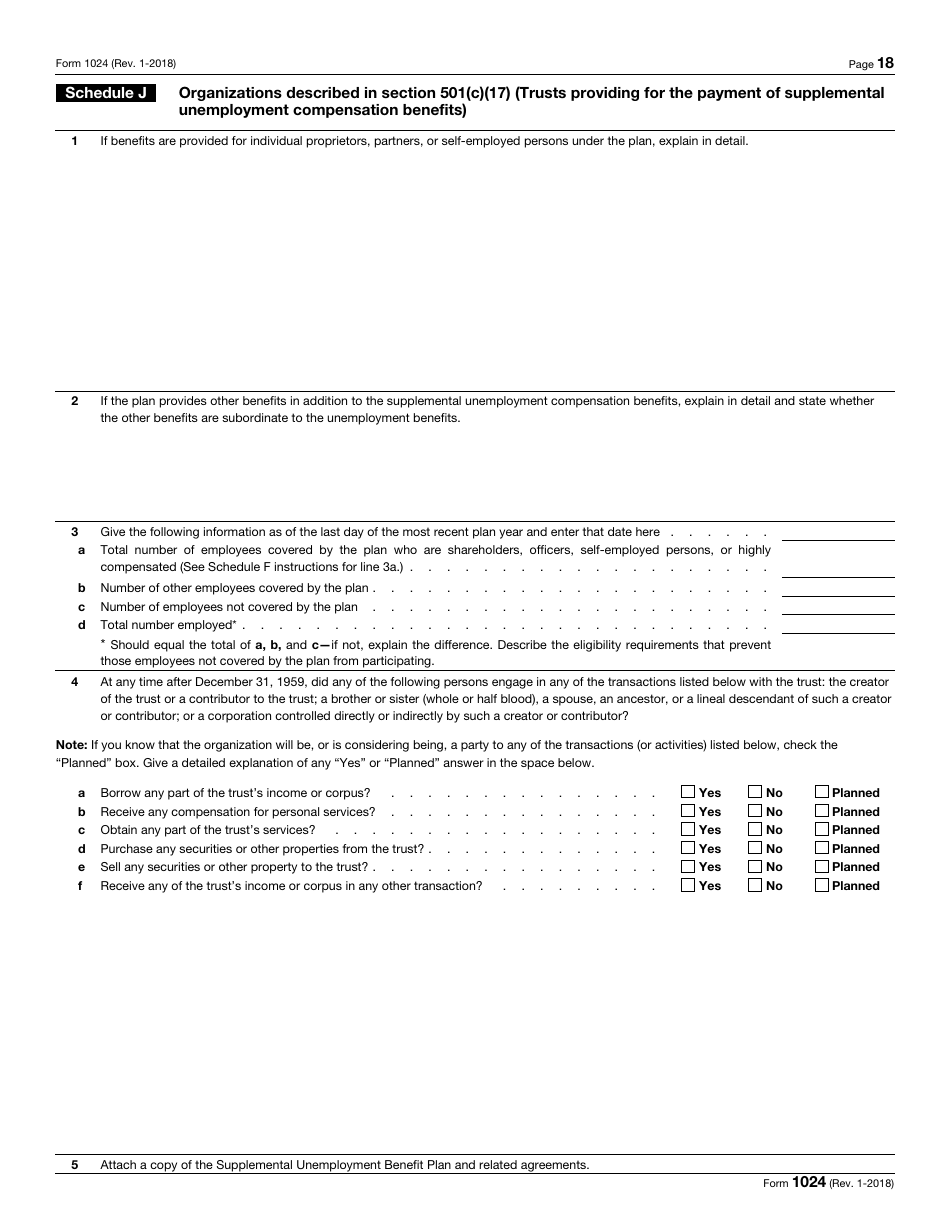 IRS Form 1024 Application for Recognition of Exemption Under Section 501(A), Page 18