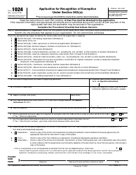 IRS Form 1024 Application for Recognition of Exemption Under Section 501(A)