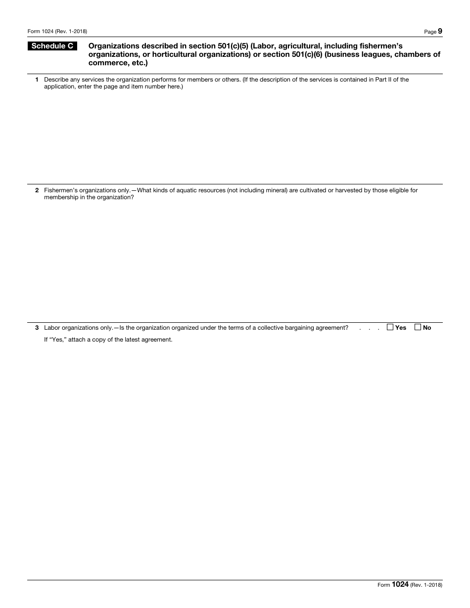 IRS Form 1024 Application for Recognition of Exemption Under Section 501(A), Page 9