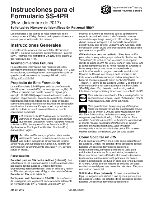 IRS Form SS-4PR  Printable Pdf