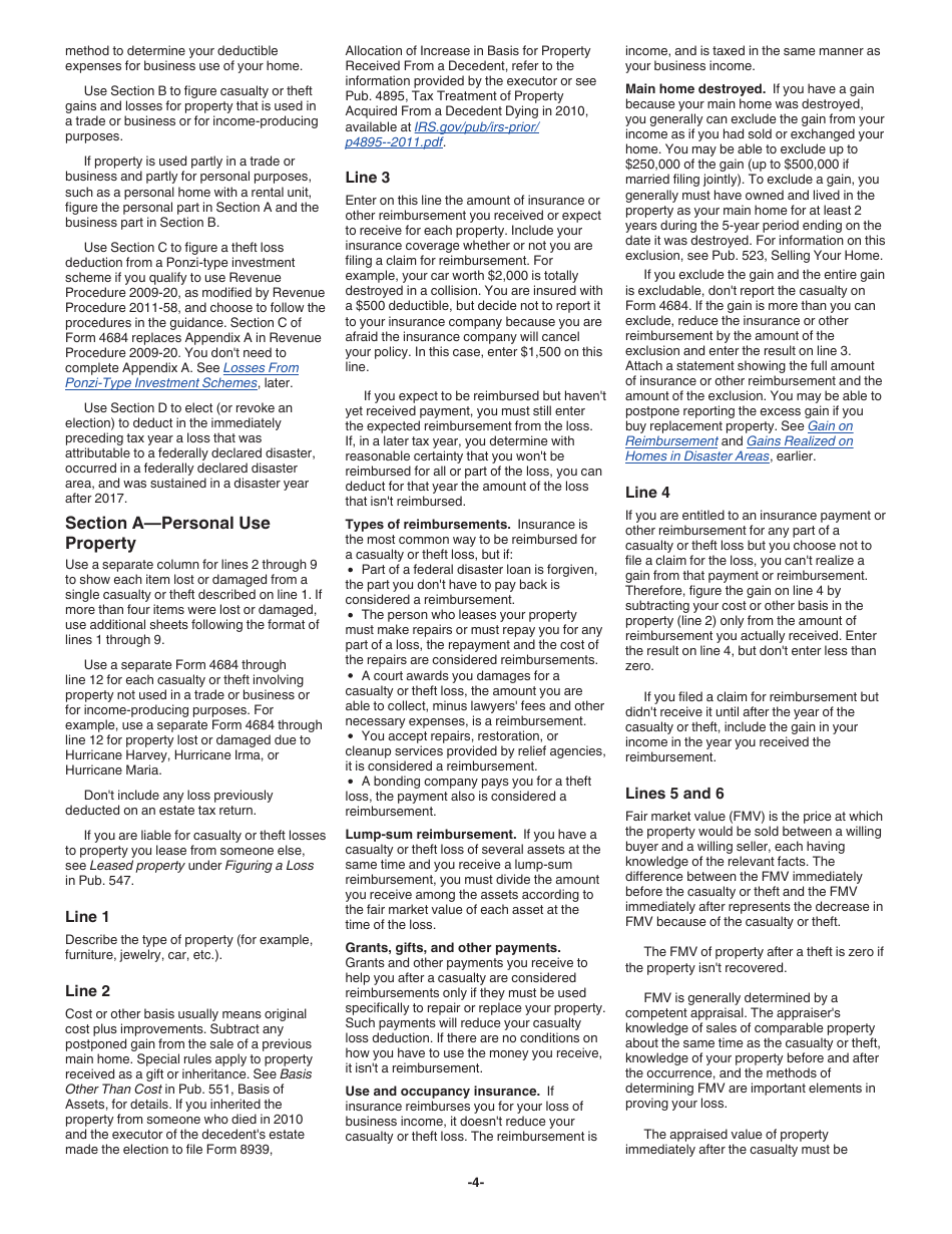 Instructions for IRS Form 4684 Casualties and Thefts, Page 4