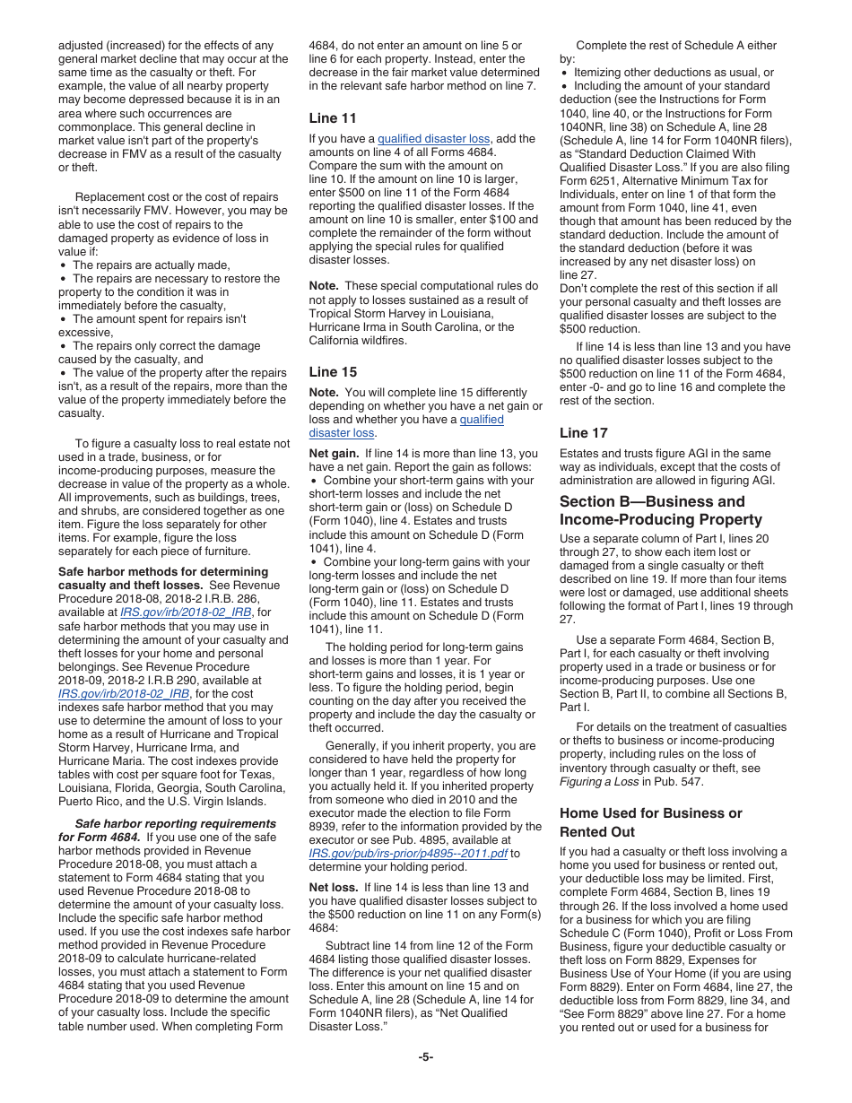 Instructions for IRS Form 4684 Casualties and Thefts, Page 5