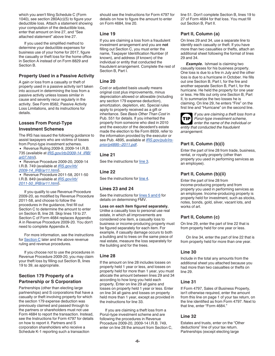Instructions for IRS Form 4684 Casualties and Thefts, Page 6