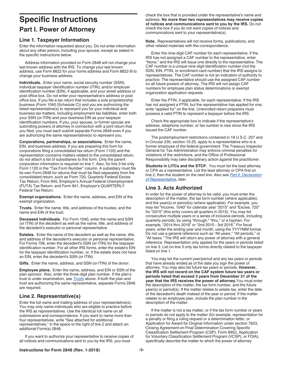 Instructions for IRS Form 2848 Power of Attorney and Declaration of Representative, Page 3