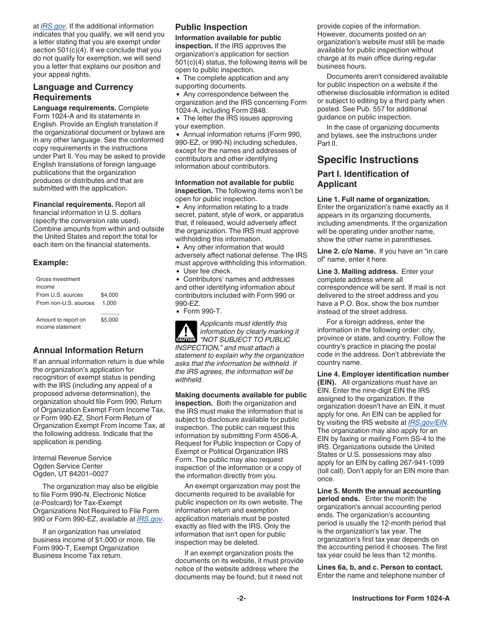 Instructions for IRS Form 1024-A Application for Recognition of Exemption Under Section 501(C)(4) of the Internal Revenue Code, Page 2