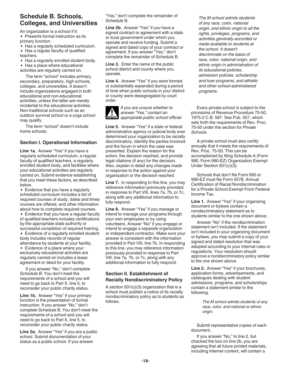 Instructions for IRS Form 1023 Application for Recognition of Exemption Under Section 501(C)(3) of the Internal Revenue Code, Page 18