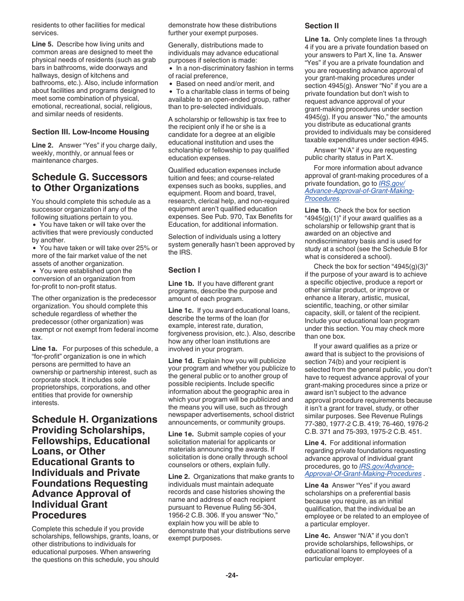Instructions for IRS Form 1023 Application for Recognition of Exemption Under Section 501(C)(3) of the Internal Revenue Code, Page 24