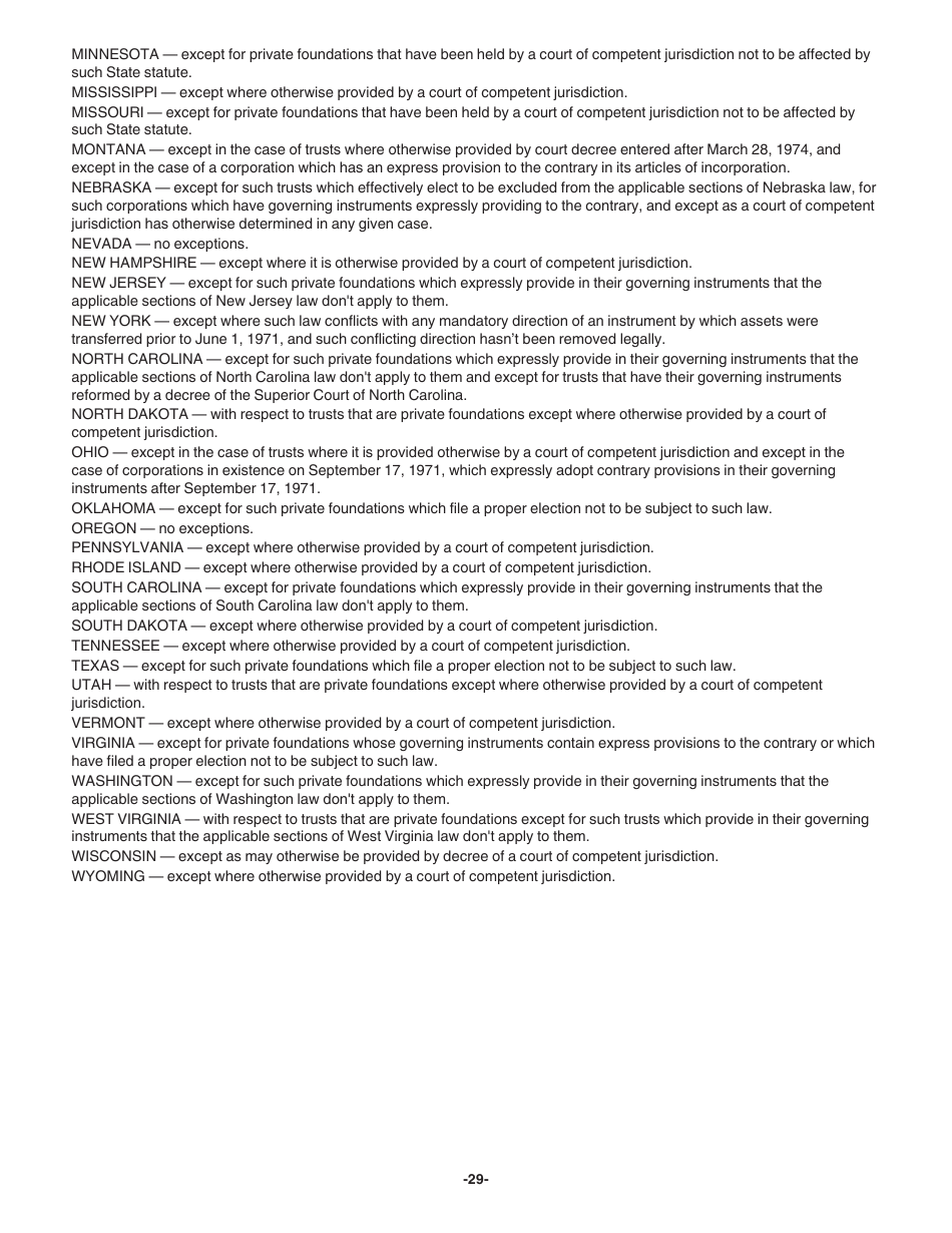 Instructions for IRS Form 1023 Application for Recognition of Exemption Under Section 501(C)(3) of the Internal Revenue Code, Page 29