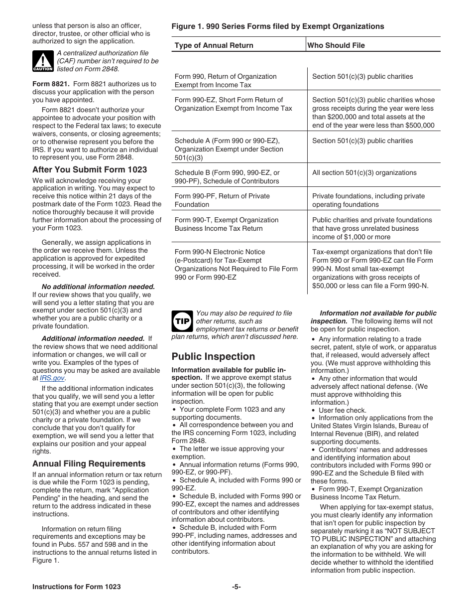 Instructions for IRS Form 1023 Application for Recognition of Exemption Under Section 501(C)(3) of the Internal Revenue Code, Page 5