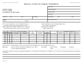 Document preview: Form MC363 Medi-Cal to Healthy Families Transmittal - California