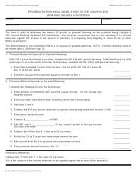 Document preview: Form MC338 J Premium Differential Work Sheet in the 250 Percent Working Disabled Program - California
