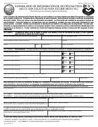 Document preview: Formulario MC330 Formulario De Informacion De Recien Nacidos - California (Spanish)