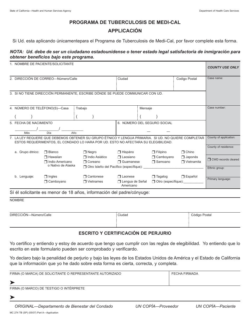 Formulario MC274 TB (SP) Fill Out, Sign Online and Download Printable