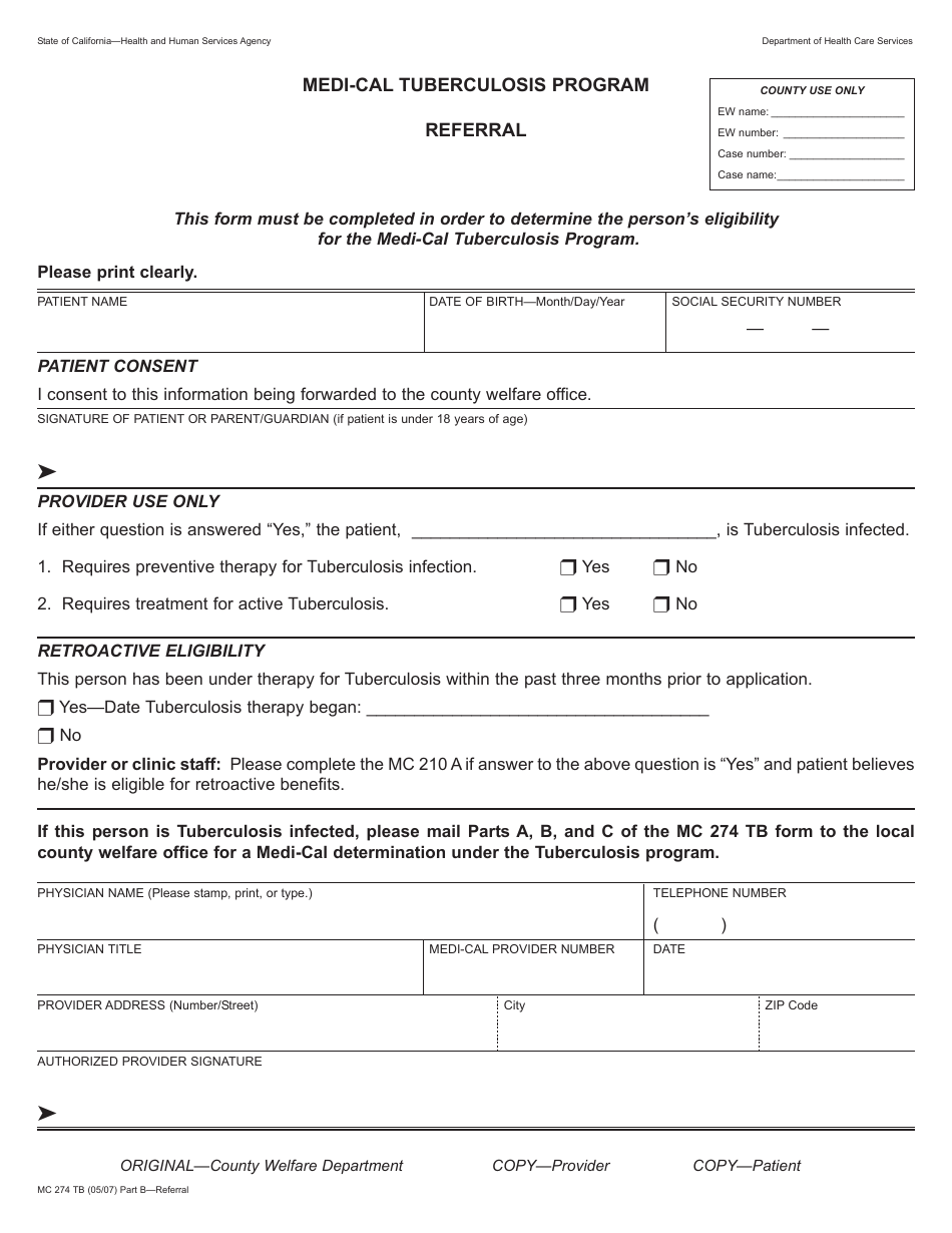 Form MC274 TB Medi-Cal Tuberculosis Program Application - California, Page 2