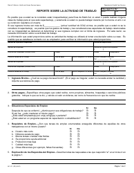 Formulario MC273 (SP) Reporte Sobre La Actividad De Trabajo - California (Spanish)