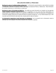 Formulario MC262 (SP) Nueva Determinacion Para Los Beneficiarios De Medi-Cal (Atencion a Largo Plazo En Propia Mfbu) - California (Spanish), Page 4