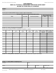 Document preview: Form MC224 A Supplemental Medi-Cal Potential Overpayment Reporting Work Sheet Income or Other Health Coverage - California