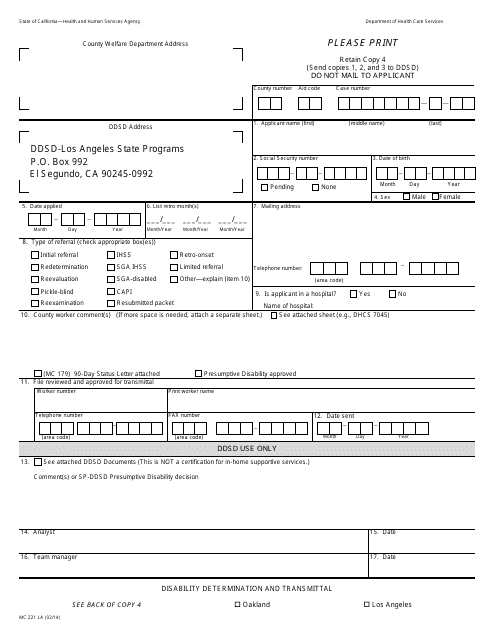 Form MC221 LA  Printable Pdf