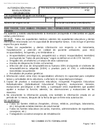 Formulario MC220 14PT Autorizacion Para La Revelacion De Informacion - California (Spanish)