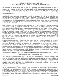 Formulario MC220 14PT Autorizacion Para La Revelacion De Informacion - California (Spanish), Page 4