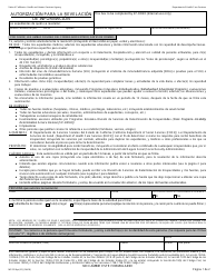 Formulario MC220 8PT Autorizacion Para La Revelacion De Informacion - California (Spanish)