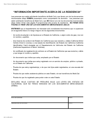 Document preview: Formulario MC214 Informacion Importante Acerca De La Residencia - California (Spanish)