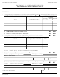 Document preview: Formulario MC210 B Suplemento De La Declaracion De Datos (Determinacion De Elegibilidad Pickle) - California (Spanish)