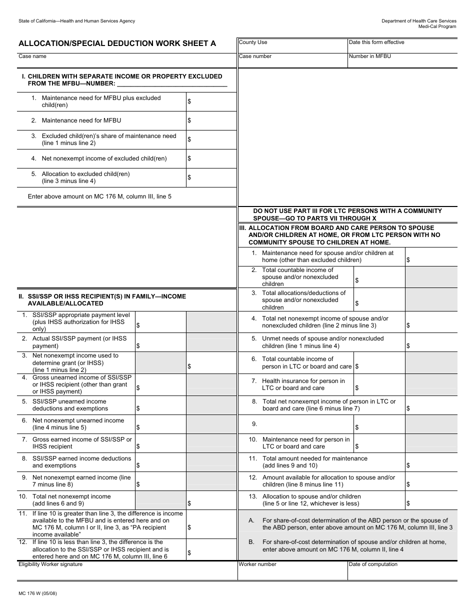 Form MC176 W Fill Out, Sign Online and Download Printable PDF, California Templateroller