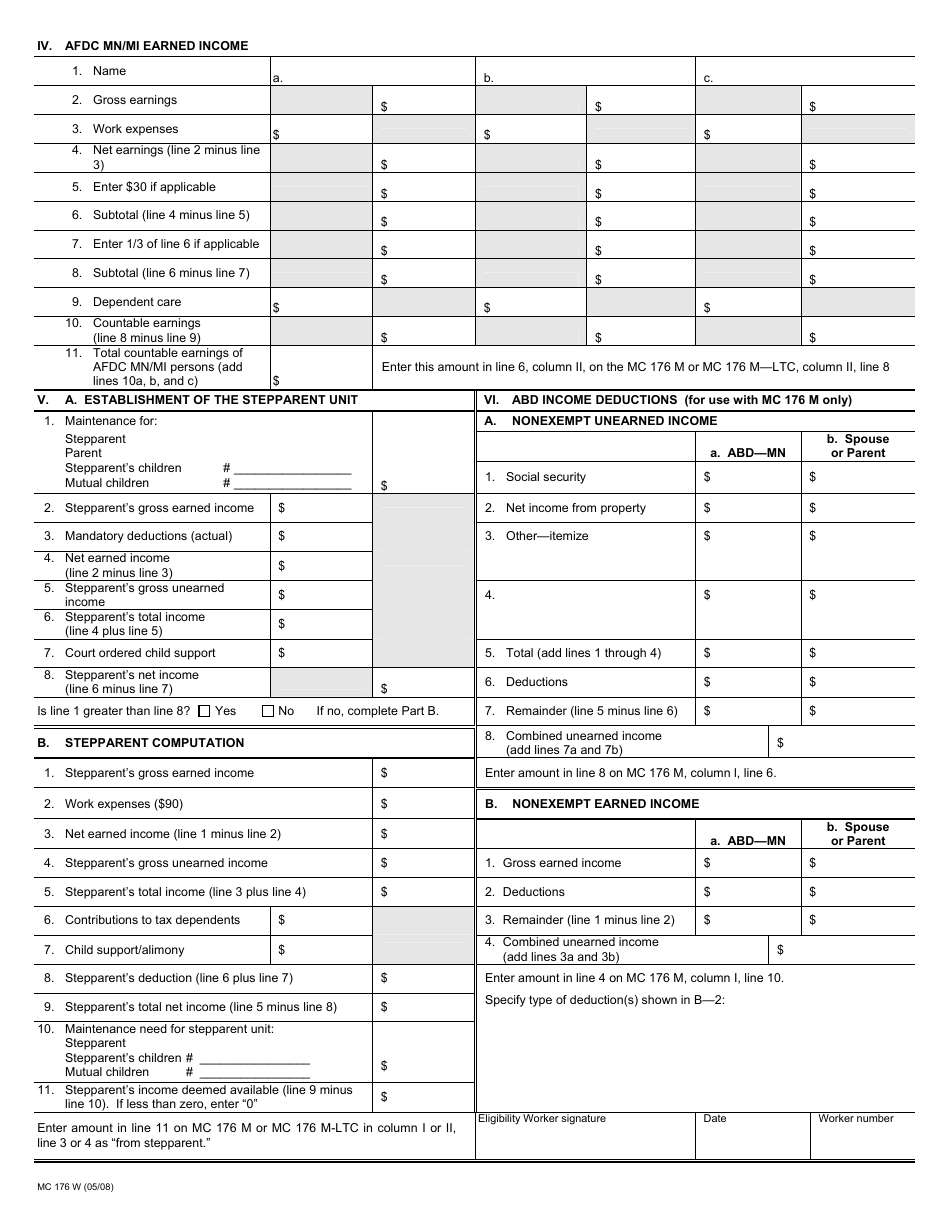 Form Mc176 W - Fill Out, Sign Online And Download Printable Pdf 