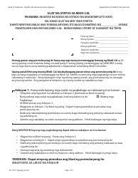 Document preview: Form MC176 S Medi-Cal Status Report - California (Tagalog)