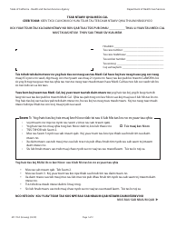 Document preview: Form MC176 S Medi-Cal Status Report - California (Hmong)