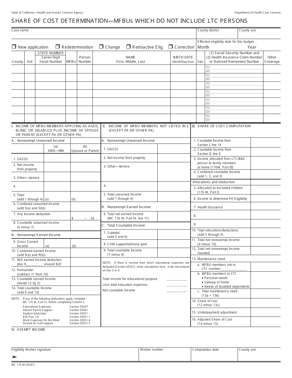 Form MC176 M - Fill Out, Sign Online and Download Printable PDF ...