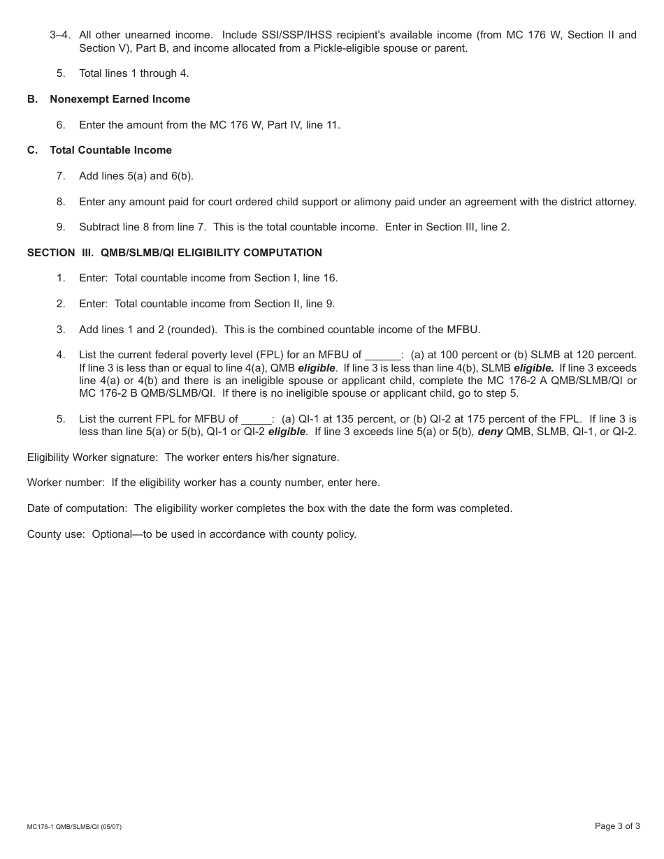 Form MC1761 QMB/SLMB/QI Fill Out, Sign Online and Download Printable