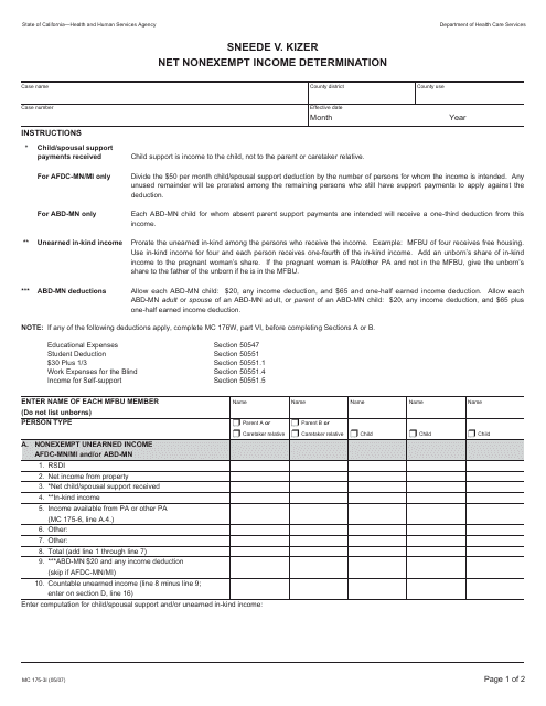 Form MC175-3I  Printable Pdf